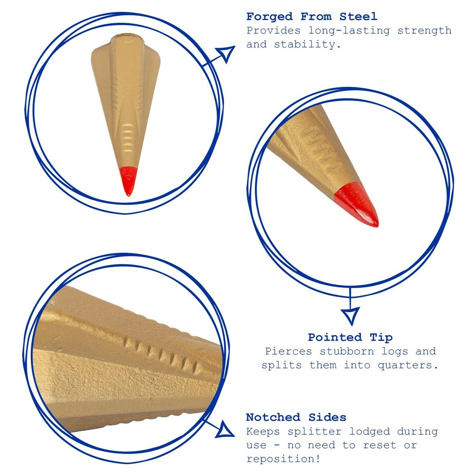 image 1 of Harbour Housewares Steel Wood Splitting Wedge - 1.8kg - Gold