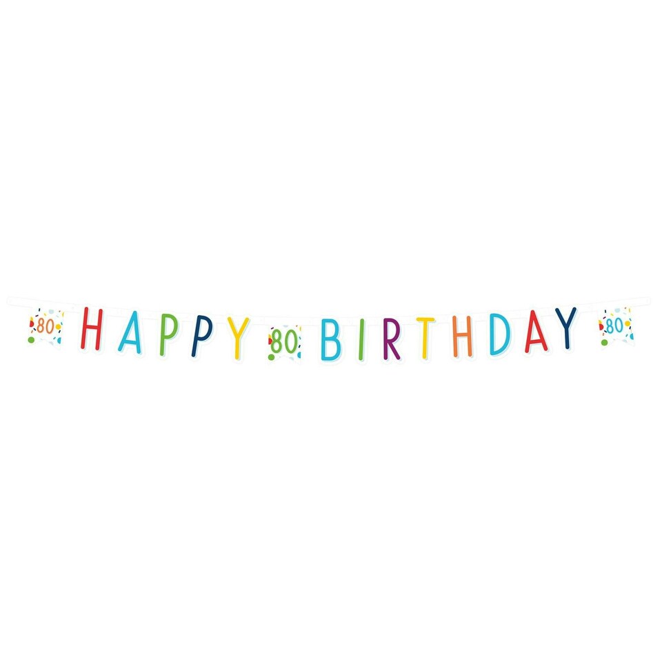 Amscan Birthday Confetti 80th Banner - Multicoloured - One Size