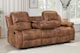 image 2 of Faux Leather Suede Brown 3 Seater Manual Recliner Sofa VALENCIA