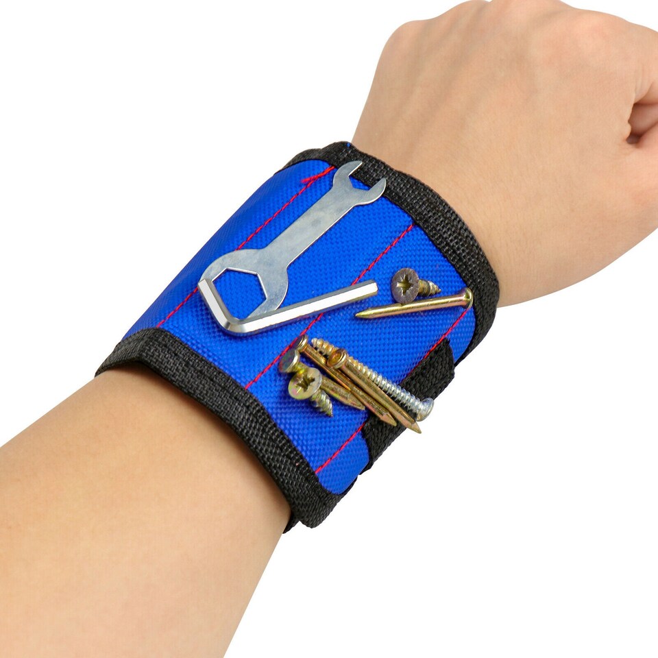 image 1 of Magnetic Wristband Tool Holder with Strong Magnets Adjustable DIY Tool Belt for Holding Screws Nails Nuts Washers Drill Bits