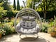 image 5 of Fimous Rattan Hammock Garden Two Seater Hanging Egg Chair Indoor Outdoor Patio Furniture with Grey Cushion