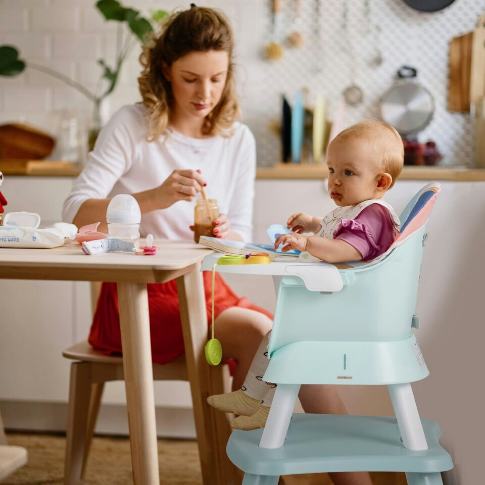 image 1 of COSTWAY 6-in-1 Baby High Chair Convertible Feeding Chair-colorful