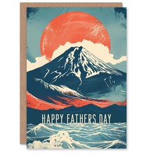 Mount Fuji Japanese Sunset Sun Coast Fathers Day Dad Card