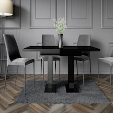 Extendable Dining Table Modern Black Gloss Small Extending 4 6 8 Seater Dining Room Pillar Pedestal Leg GIA