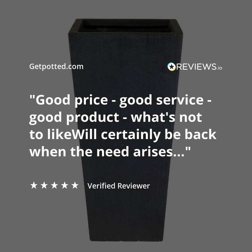 image 1 of Tall Tapered Black Light Concrete Garden Planter H65 L32 W32 cm, 67 ltrs Cap.