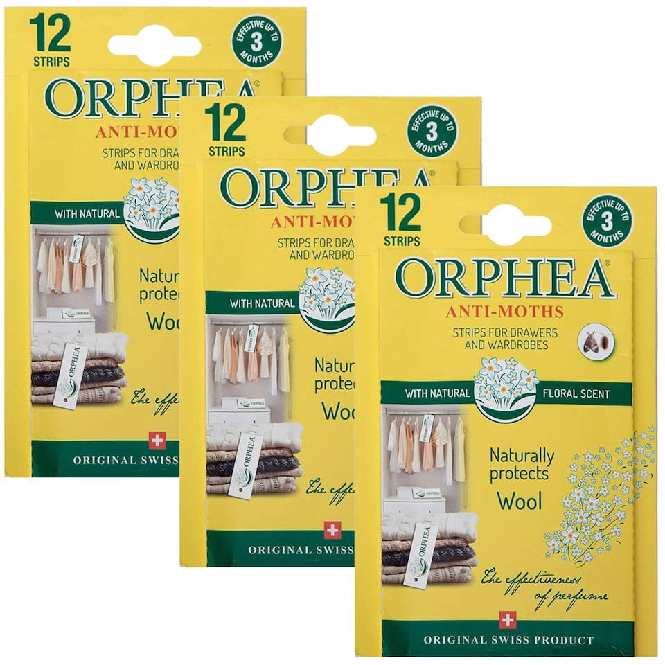 image 1 of 3 x Packs of Caraselle Orphea Anti Moth Strips - Floral Scent (36 Strips in total)
