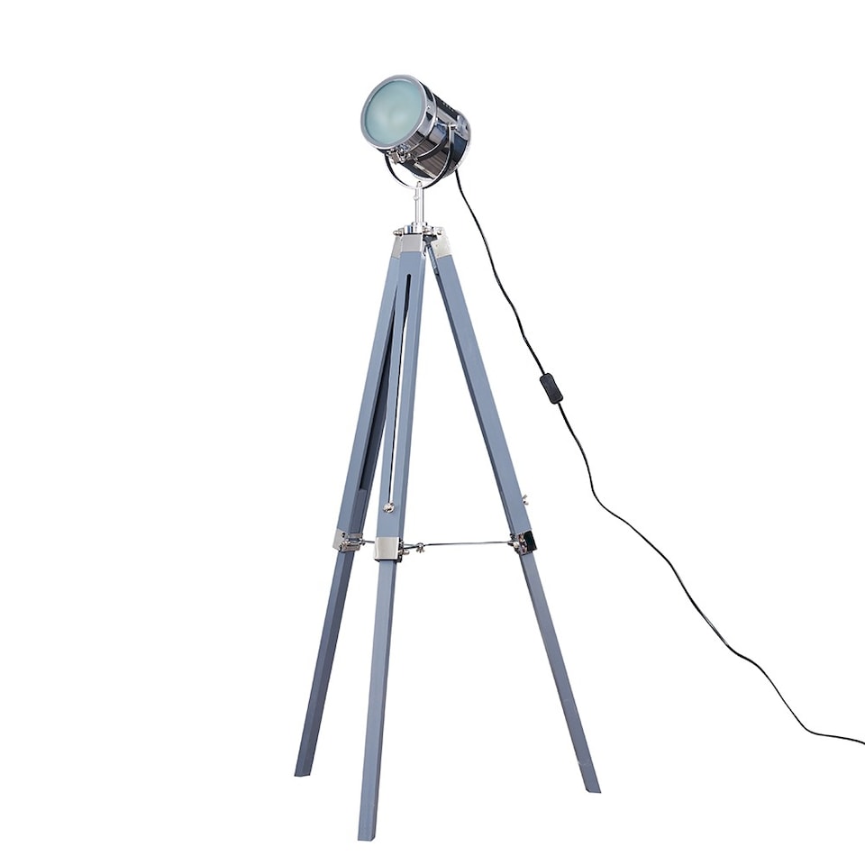 image 1 of ValueLights Starboard Painted Grey Floor Lamp and LED Bulb