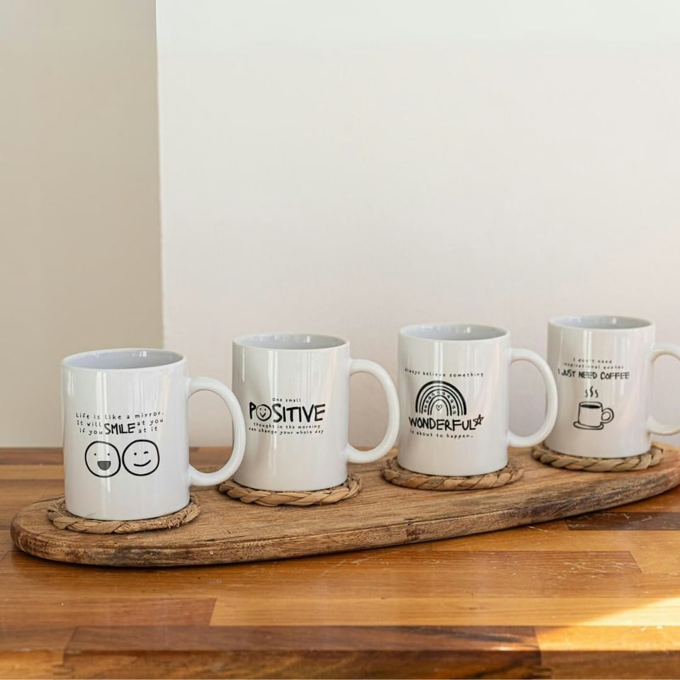 image 1 of Marco Paul Set of 4 Motivational Mugs White