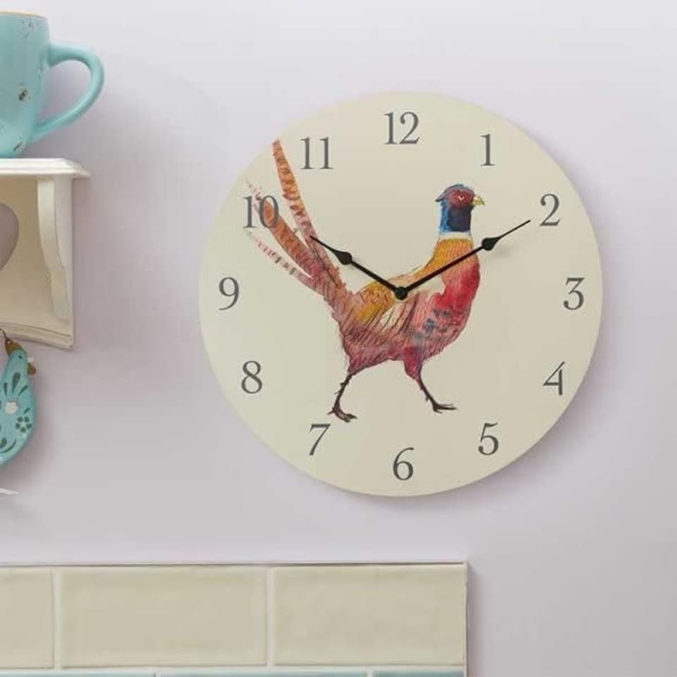 image 1 of Marco Paul 30cm Hand Painted Pheasant Clock Multi