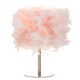 image 2 of Modern and Chic Real Pink Feather Table Lamp with Satin Nickel Base and Switch | Pink
