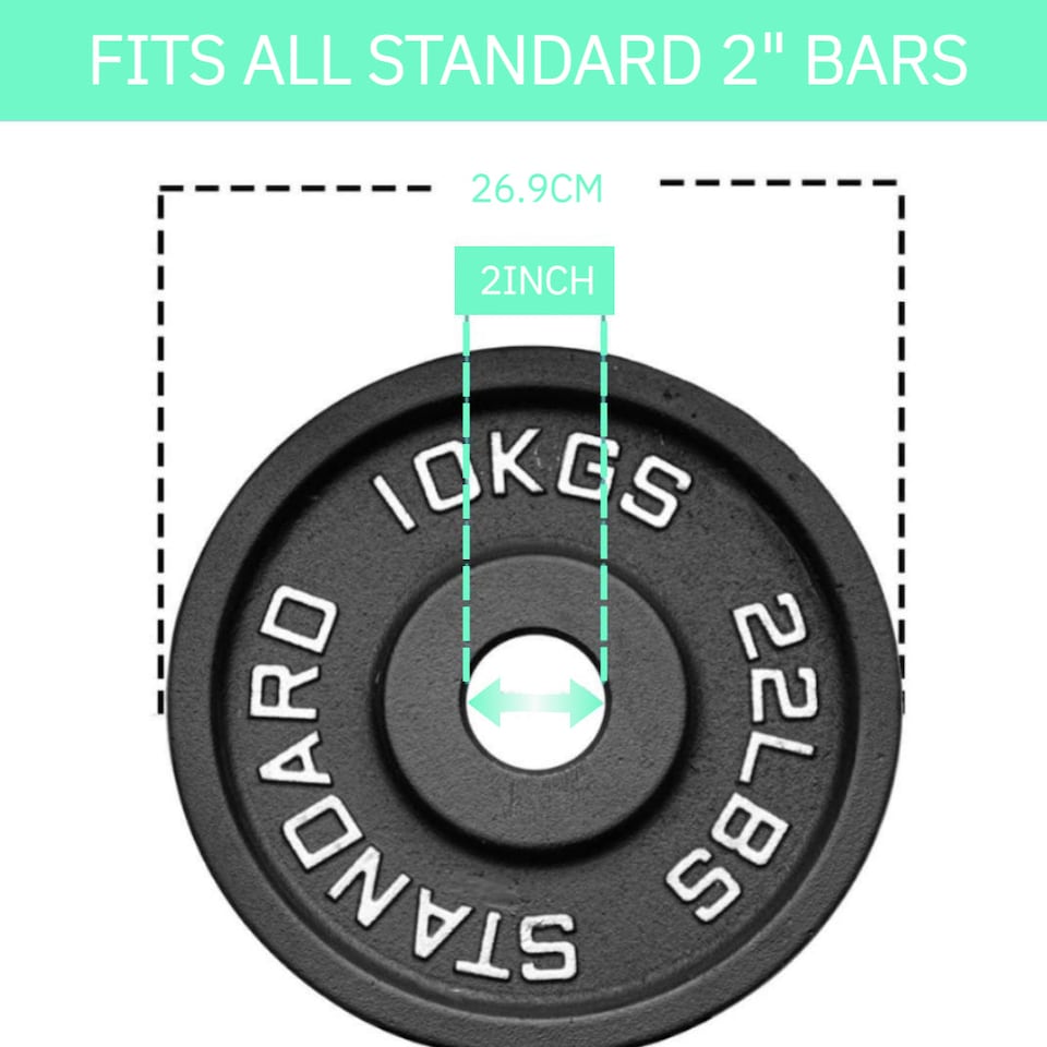 image 1 of GYM SETS  Cast Iron Weight Plates | 100kg Set / With 4ft Barbell + Clips