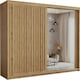 image 1 of Modern Vertical Panelled Sliding Wardrobe 150cm | White/Black/Grey/Oak 2-Door Bedroom Storage Brown | (Oak Strip) 150cm