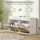 image 6 of HOMCOM Boho Shoe Bench with Padded Seat and 2 Flip-Drawers White