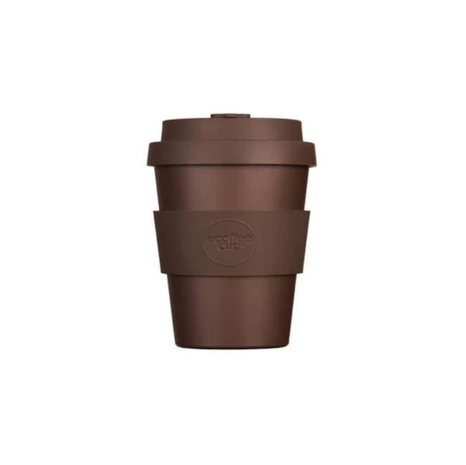 image 1 of Ecoffee Cup 6oz 180ml Reusable Eco-Friendly, Plant Based Coffee Cup with Silicone Lid & Sleeve, Spooky Action At A Distance | Brown | Spooky Action At A Distance