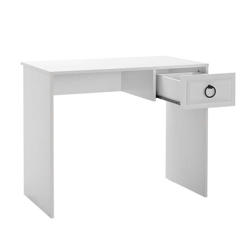 image 1 of Adore Matt White Laptop Study Desk with 1 Drawer | White