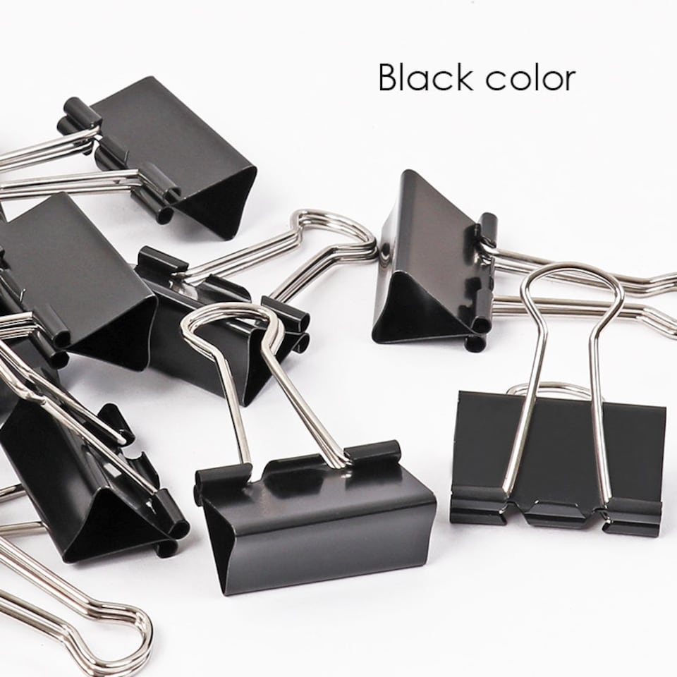 image 1 of Pack of 12 Black 25mm Foldback Binder Clips