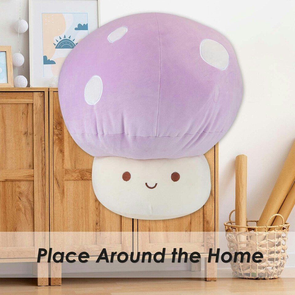 image 1 of Lilac Mushroom Mochi Soft Toy Cute Plushie Huggable Cuddly Plush 45cm Lilac