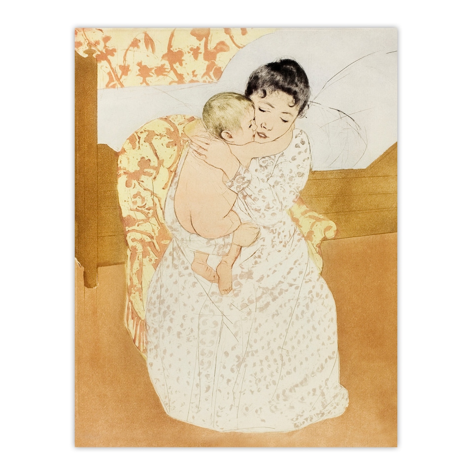 image 1 of Mary Cassatt Framed Wall Art Print Maternal Caress Mother and Child Home Décor