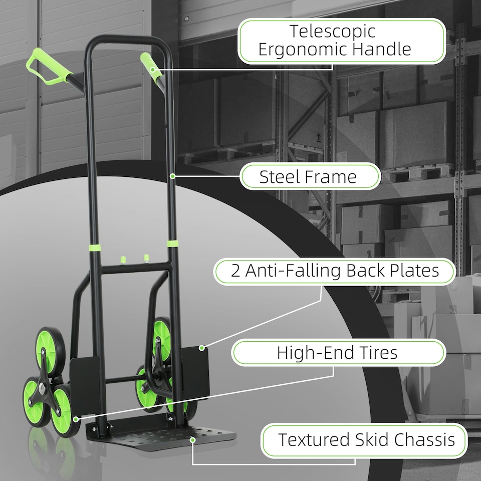 image 1 of DURHAND Trolley Hand Trucks 6-Wheels Foldable Load Cart Steel, Orange