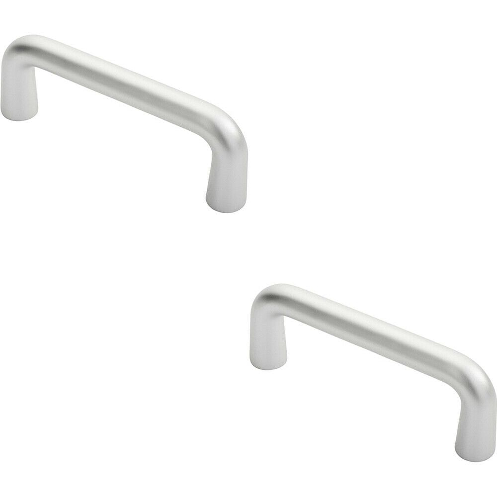 Loops 2x Rounded D Shaped Bar Handle 150 x 19mm Diameter Satin Anodised Aluminium