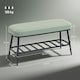 image 7 of HOMCOM Shoe Bench, PU Leather Shoe Storage Bench for Entryway, Green Green | Black