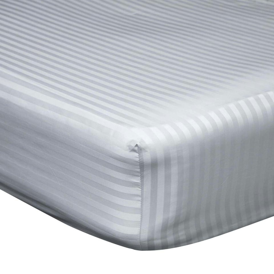 Belledorm 540 Thread Count Satin Stripe Extra Deep Fitted Sheet - Platinum - Superking