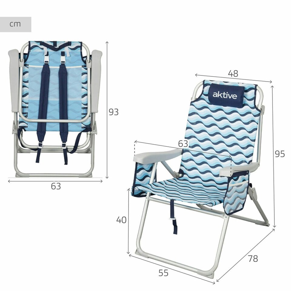 image 1 of Beach Chair Aktive 48 x 95 x 78 cm (2 Units) N/A