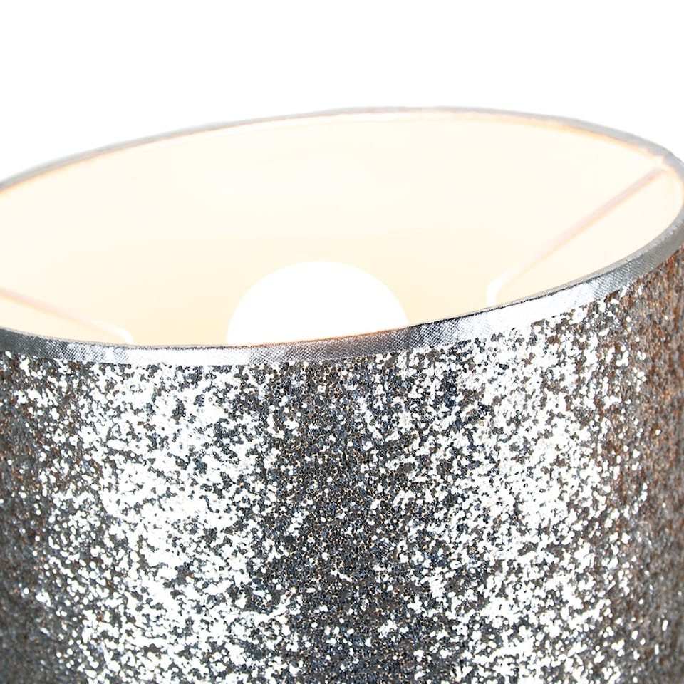 image 1 of Modern and Designer Bright Silver Glitter Fabric Pendant/Lamp Shade 25cm Wide | Silver | Silver | 1