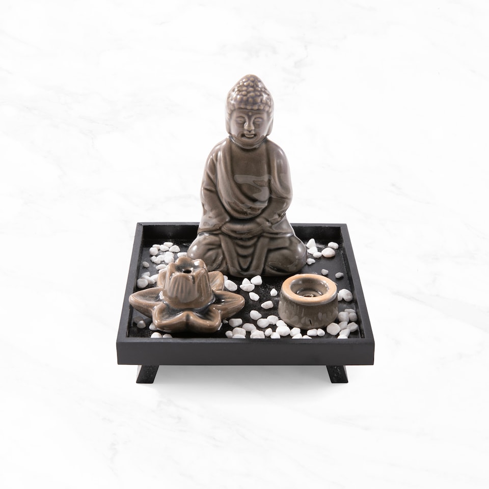 image 1 of Myga Candle & Incense Holder - Buddha | Brown