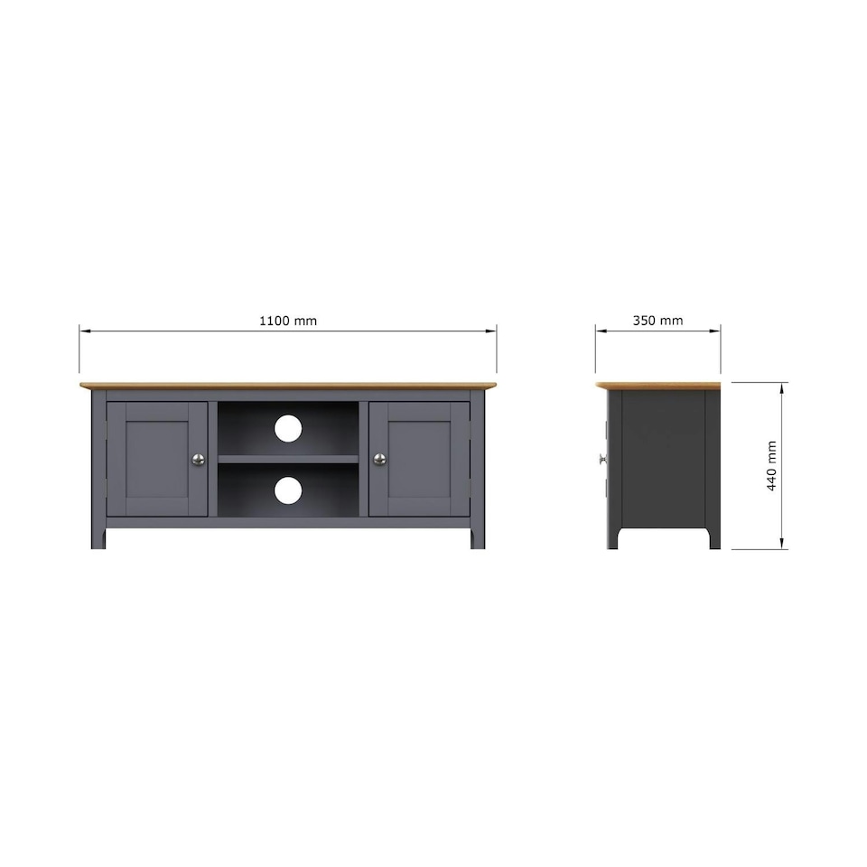 image 1 of Taberno Oak 2 Door TV Unit Graphite Blue Blue