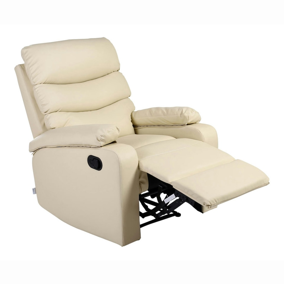 image 1 of Ashby Leather Recliner Armchair Sofa Home Lounge Chair (Cream)
