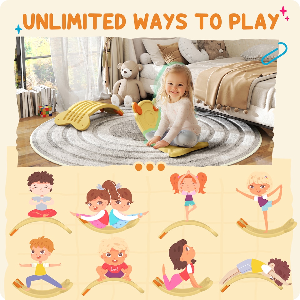image 1 of AIYAPLAY Balance Board for Kids Balance Training & Sensory Play | Yellow | Yellow