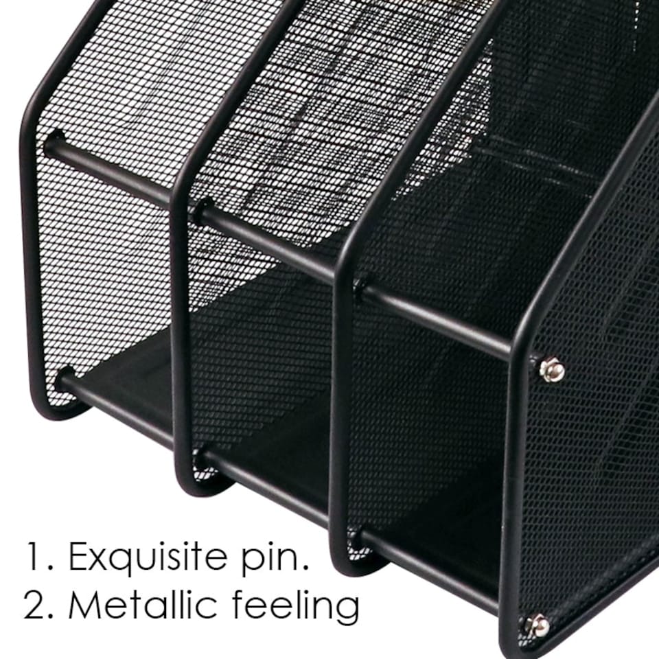 image 1 of 3 Compartment Wire Mesh File Holder