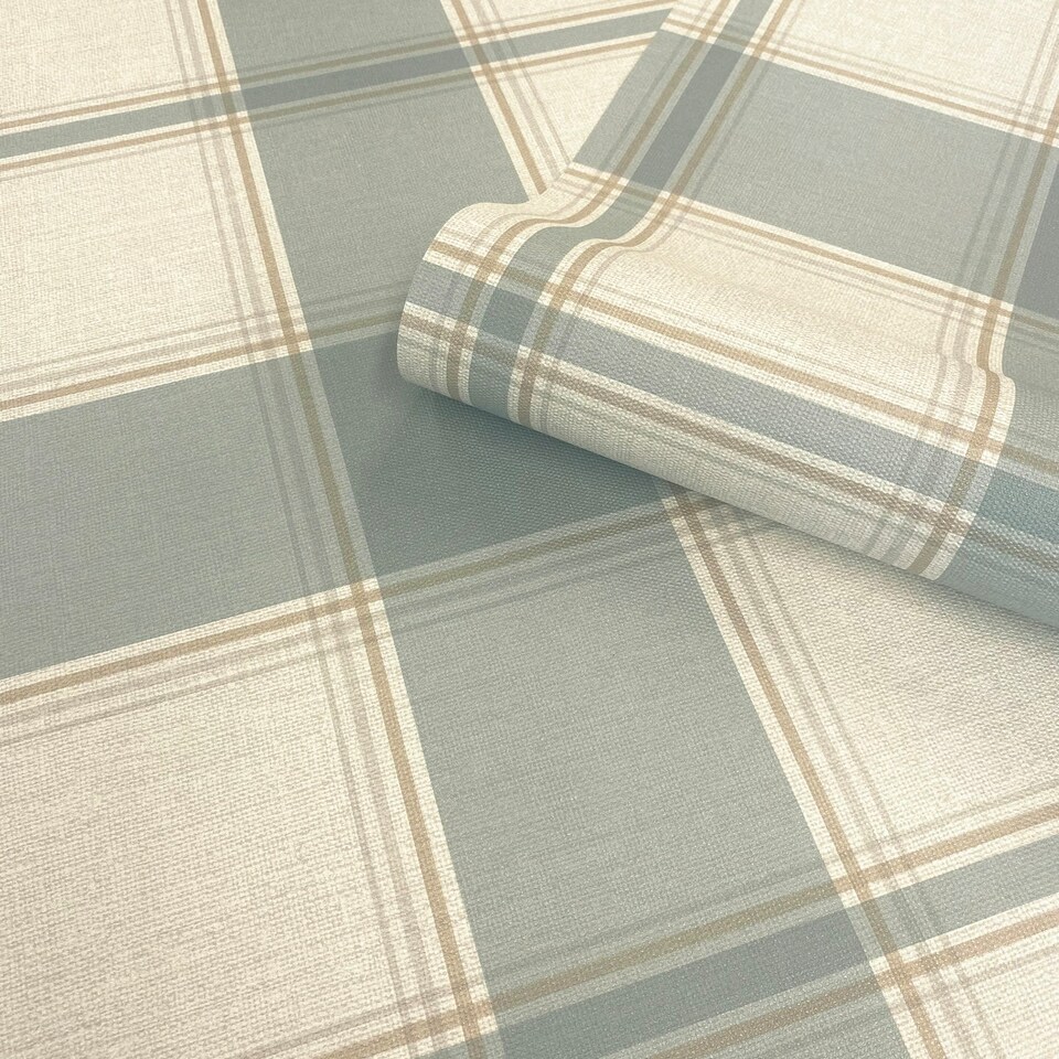 image 1 of Carmella Check Blue Wallpaper Blue