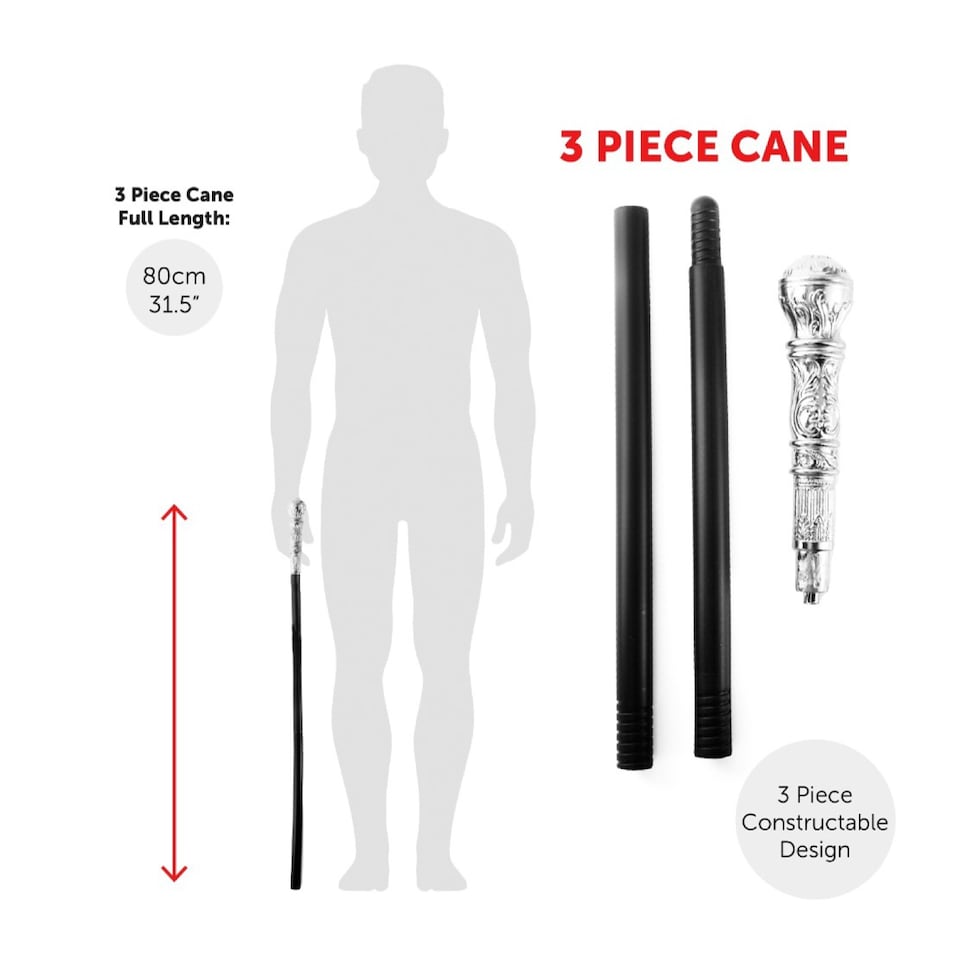 image 1 of 90's Rapper Set - Top Hat, Beanie, Glasses, Goatee, Chain and Cane | Multi | One Size