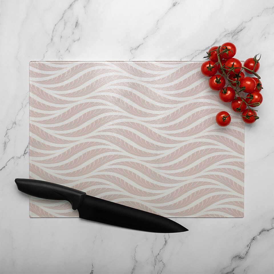 image 1 of Geometric Pattern With Leaves Glass Chopping Board | Multi