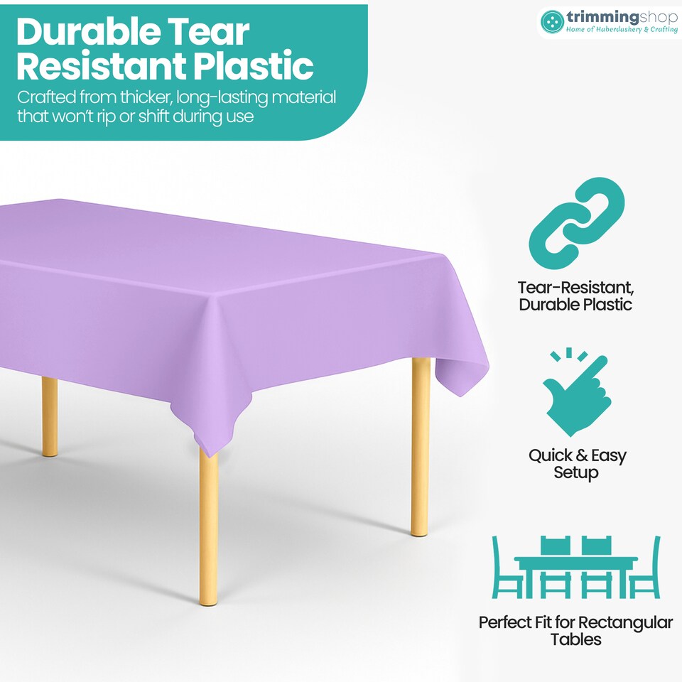 image 1 of Disposable Plastic Table Cover, Table Liner - 54" x 108"