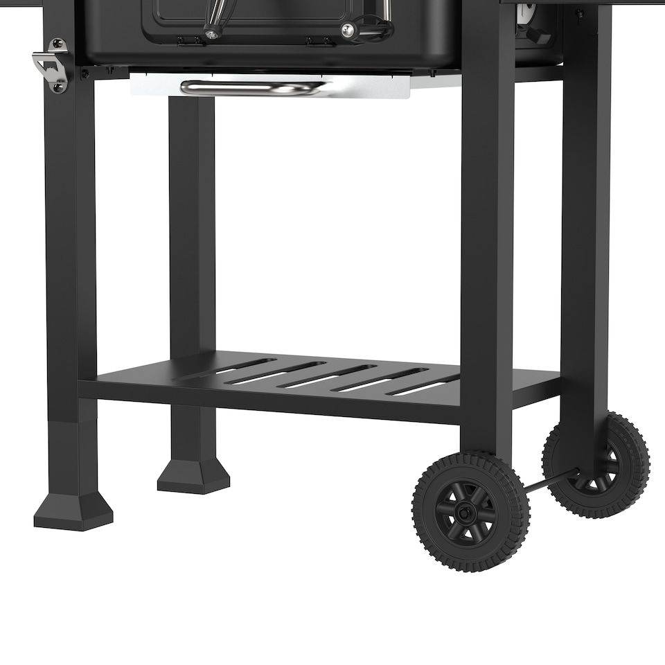 image 1 of Woodland Grill Charcoal BBQ Grill with Foldable Side Shelves, Black - OC01CBQ1032 | Black | 1