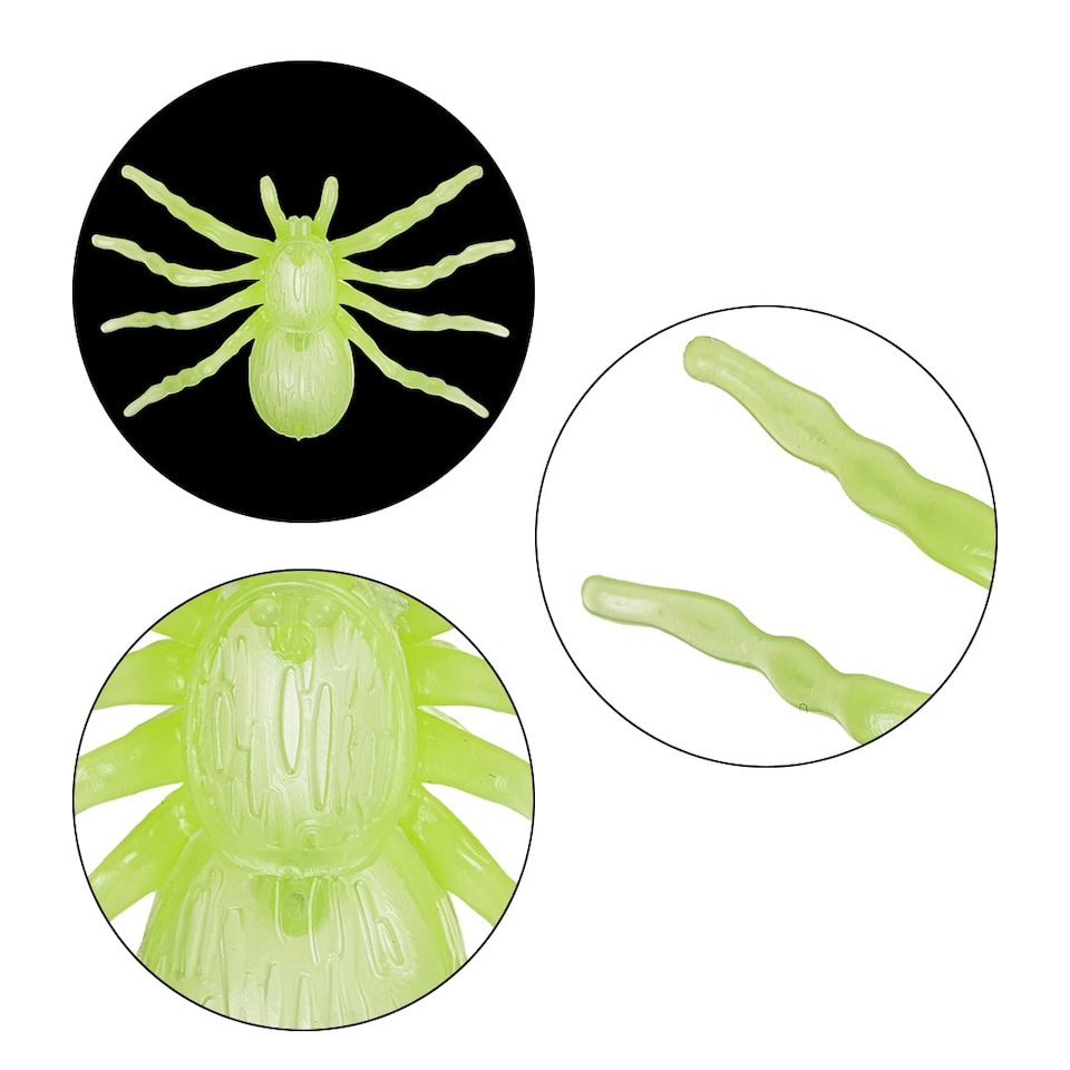 image 1 of Large Glow In The Dark Plastic Halloween Spiders - Pack of 4