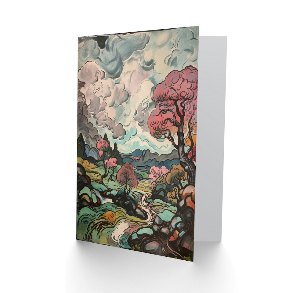 image 1 of Mothers Day Card Pink Tree Landscape For Her Wife Card
