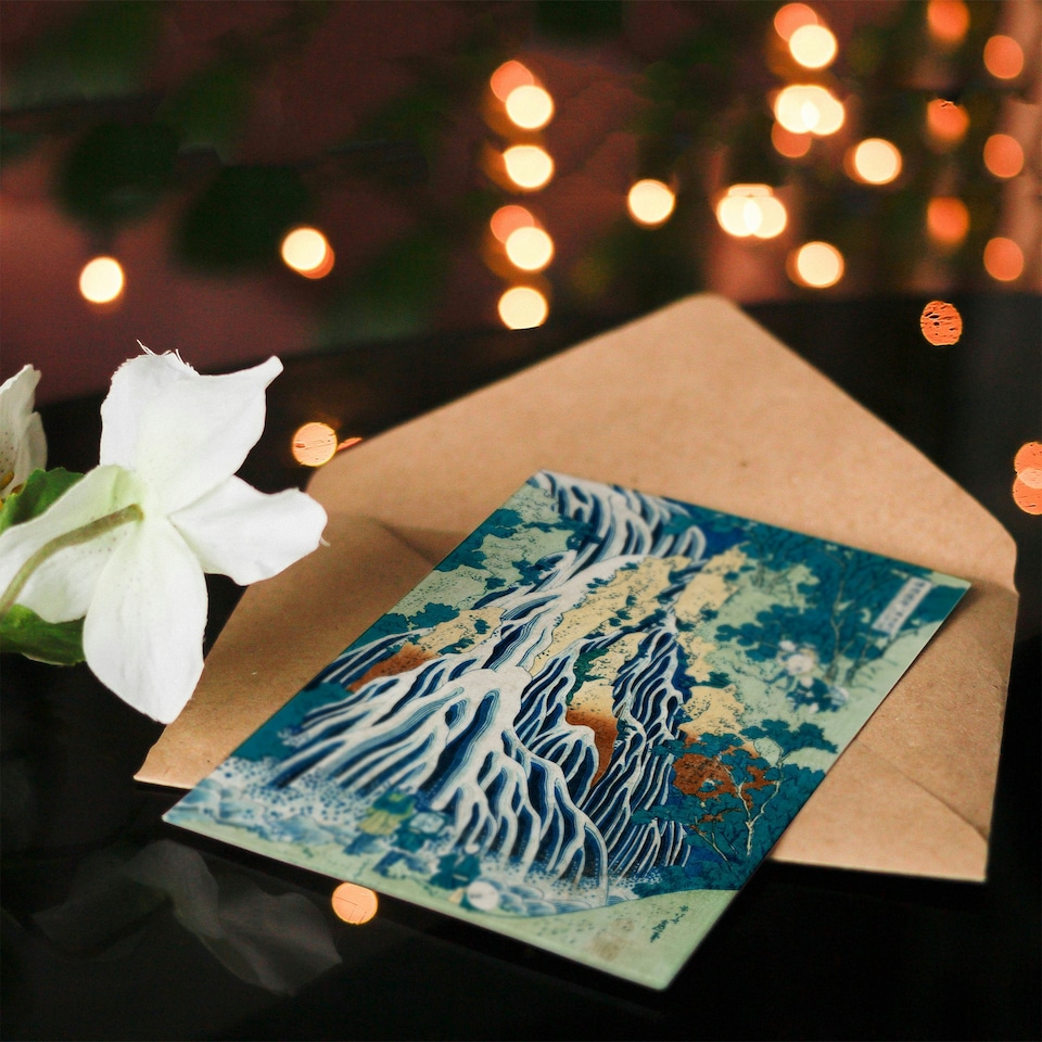 image 1 of Katsushika Hokusai Japanese Art Card Mist Waterfall At Mount Kurokami