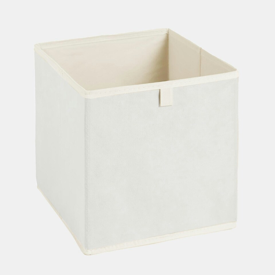 image 1 of OHS 2 Pack Folding Storage Cubes Soft Matte Velvet Collapsible Home Modern Storage Organiser Space Saving Square Ottoman Boxes Cream | Natural