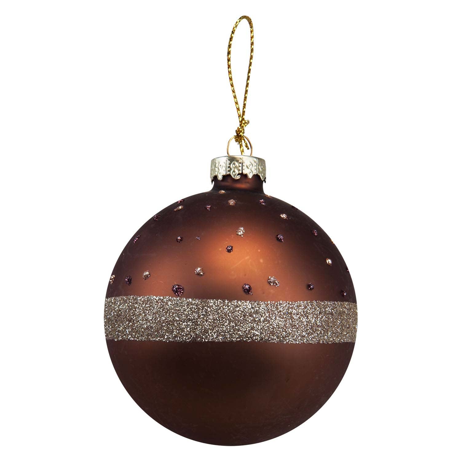 VFM e-Store Christmas Hanging Glass Bauble Decoration 10cm x 8cm Copper X 1 | Size: 10 cm x 8 cm
