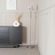 image 2 of ValueLights Maya Brushed Chrome 3 Way Curved Arm Reed Shaded Upright Floor Lamp