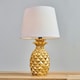 image 3 of ValueLights Pair Of Contemporary Pineapple Design Gold Effect Table Lamps With White Shades