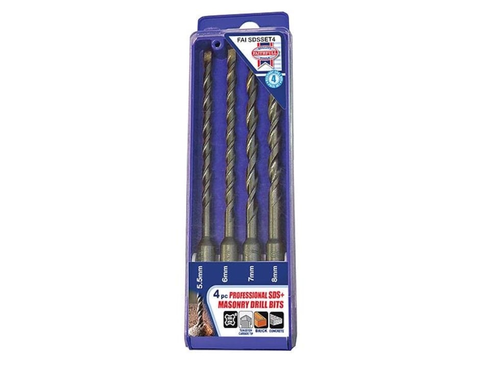 Faithfull Sds Plus Drill Bit Set 4 Piece 5.5-8Mm