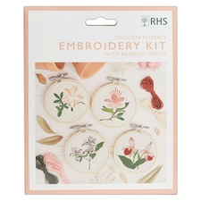 RHS Embroidery Hoop Decoration Kit, Miniature Florals, Multicoloured, 9cm