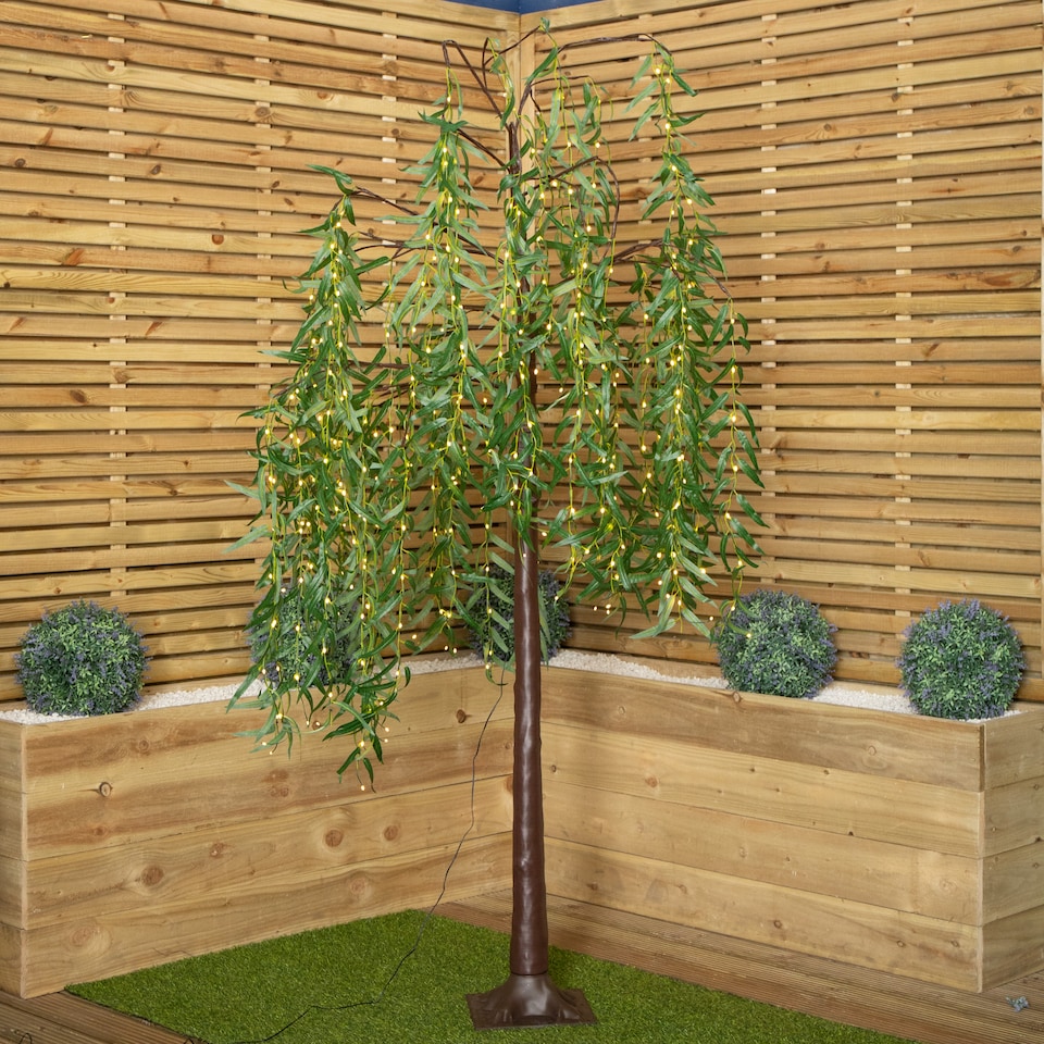 image 1 of 7ft (2.1m) Tall Light up Christmas Willow Tree with 384 Warm White LEDs