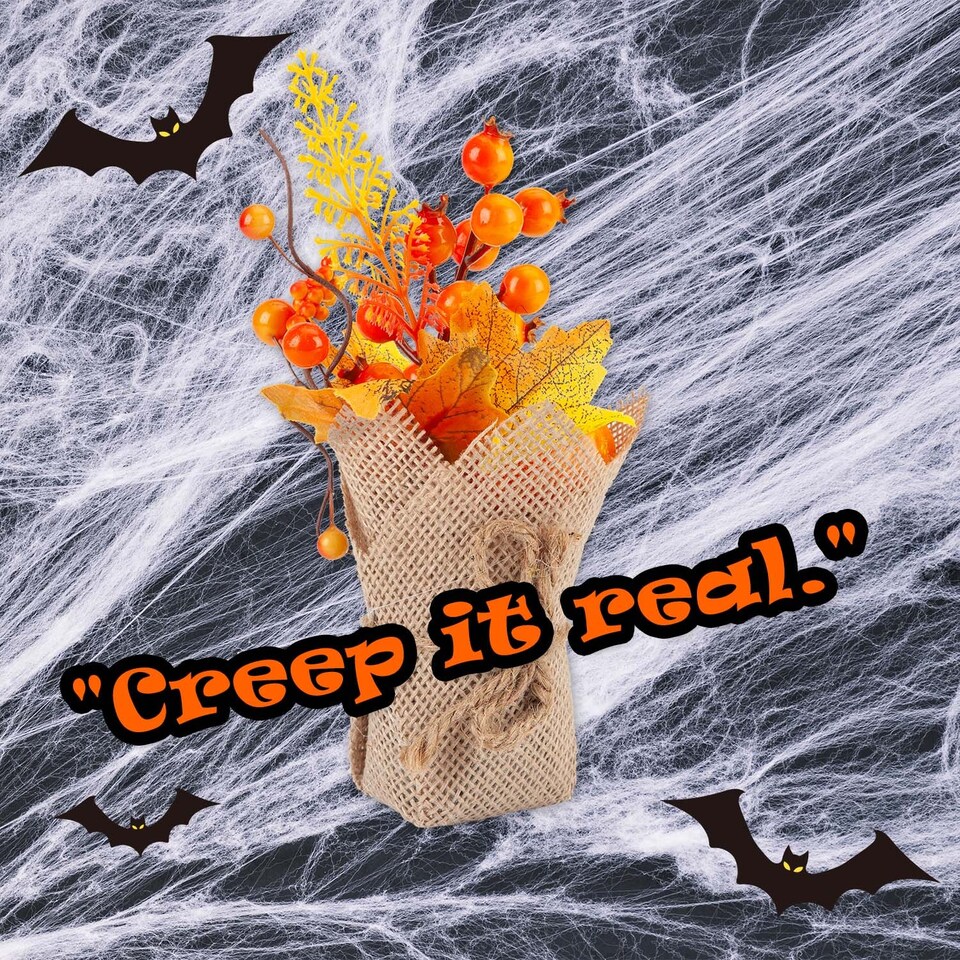 image 1 of vfm-estore Halloween Autumn Floral Burlap Decoration, Orange