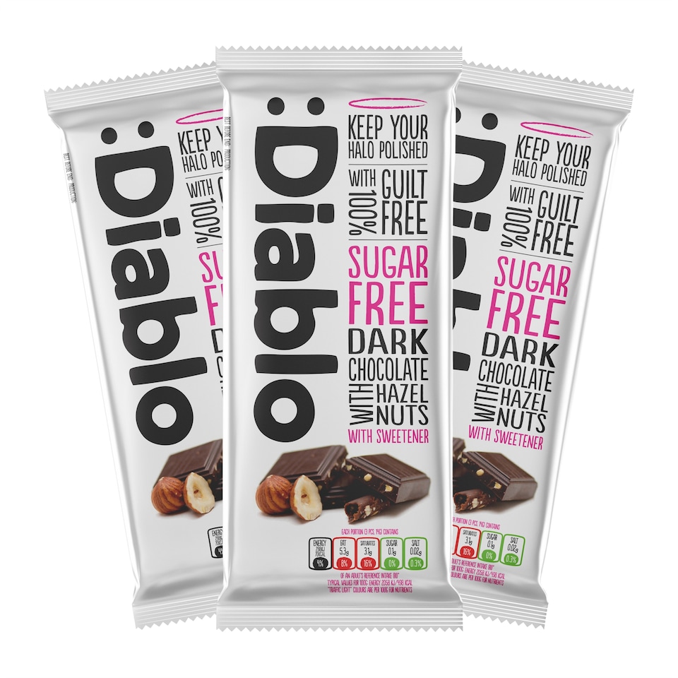 Diablo Sugar Free Dark Chocolate and Hazelnut Bar 85g 3 Pack